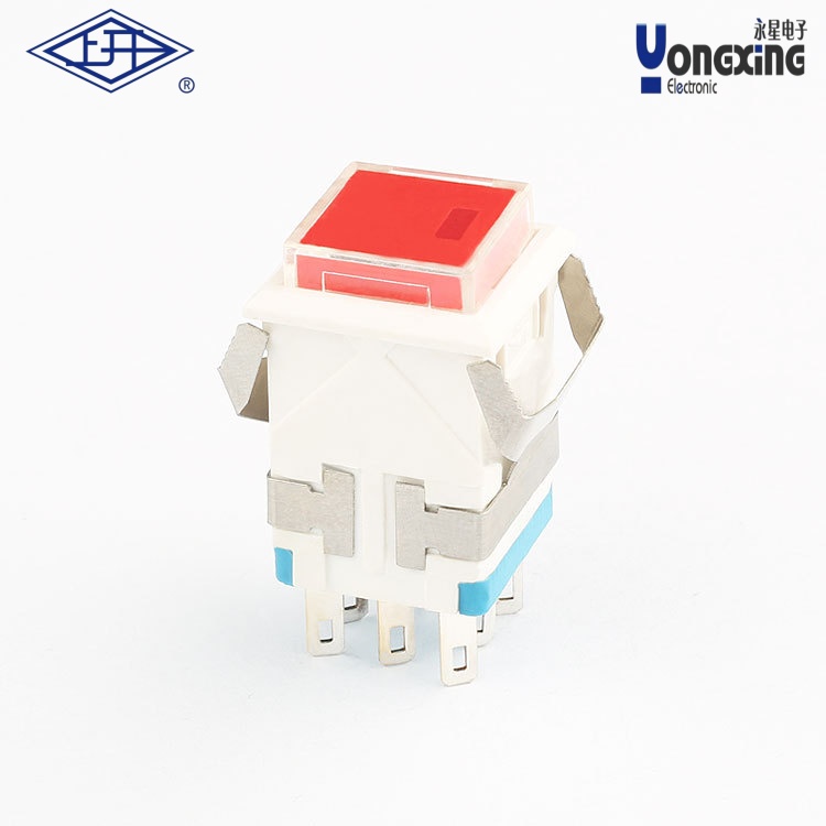 KD2单极自锁点发光红色罩按钮开关  