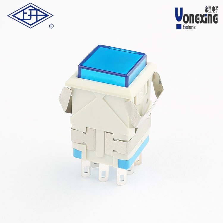 KD2 方形双刀自锁带灯面发光按钮 