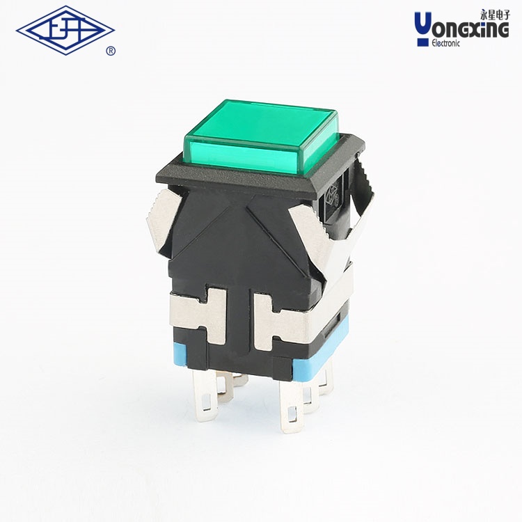 KD2 方形双刀自锁带灯面发光按钮