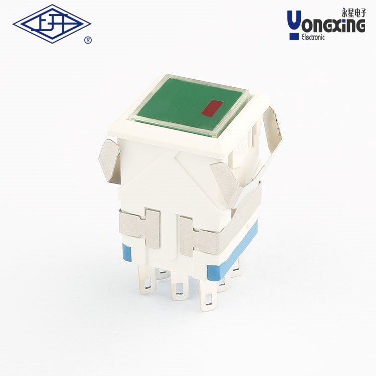 KD2 方形双刀自锁带灯点发光按钮