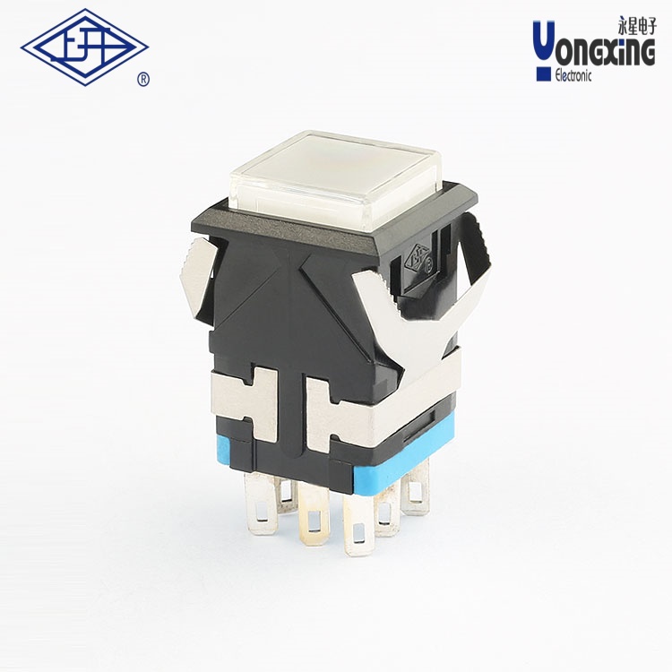 KD2面发光8脚白色按钮开关