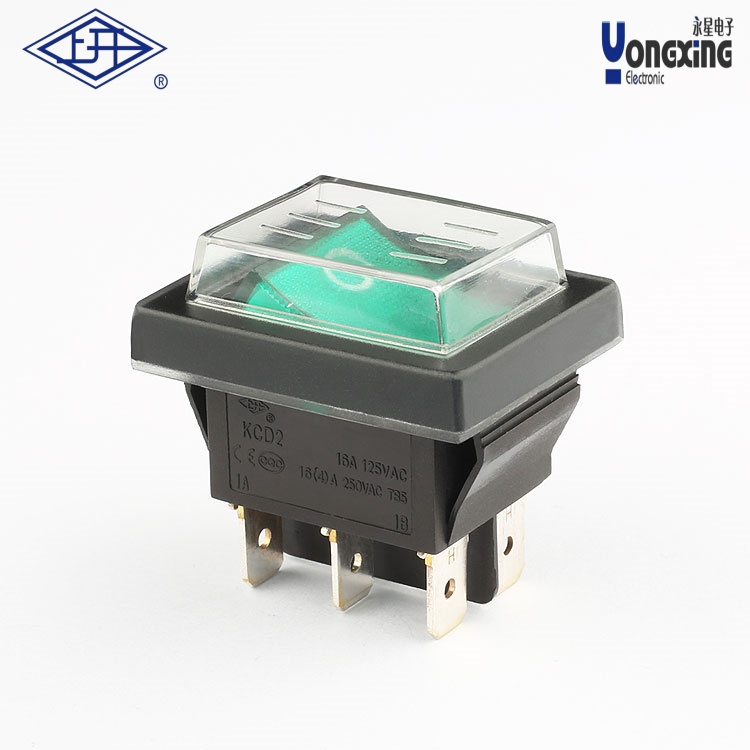 KCD2六角防水黑绿船型开关