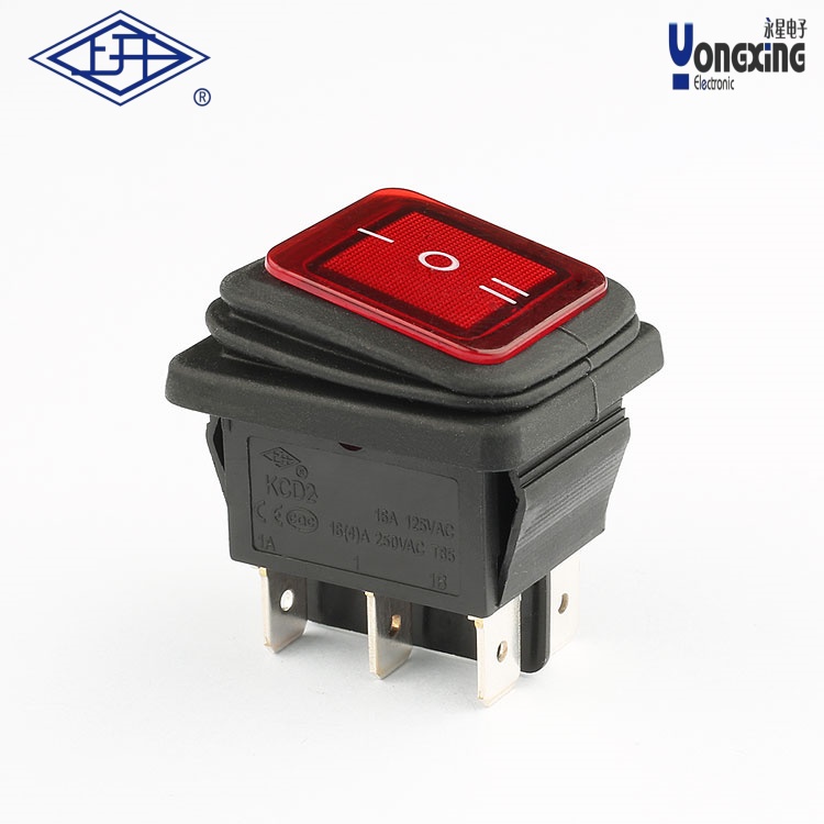 KCD2双极三档红色按钮防水船型开关