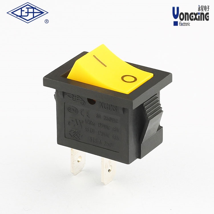 KCD3两个脚黄色船型开关