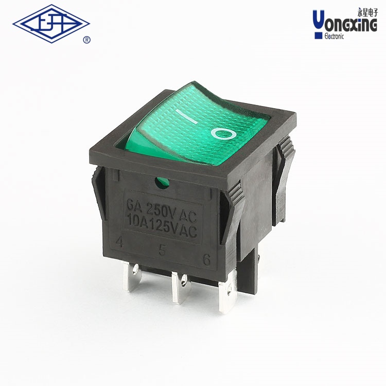 KCD5双极双掷绿色船型开关