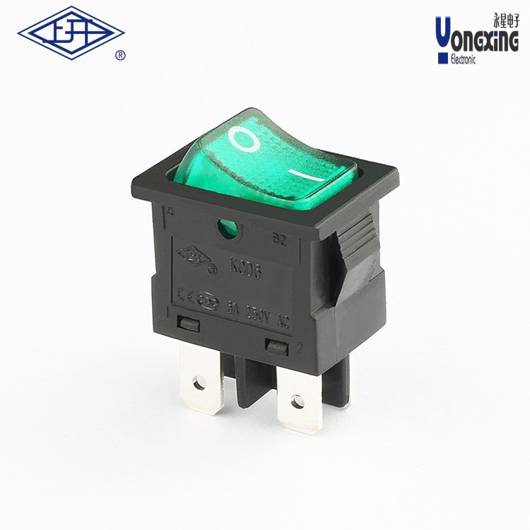 KCD6带灯黑绿船型开关