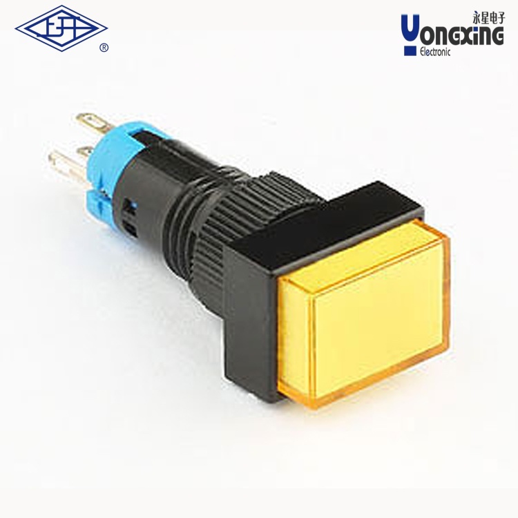 AD10单极自锁带灯黄色长方形按钮 