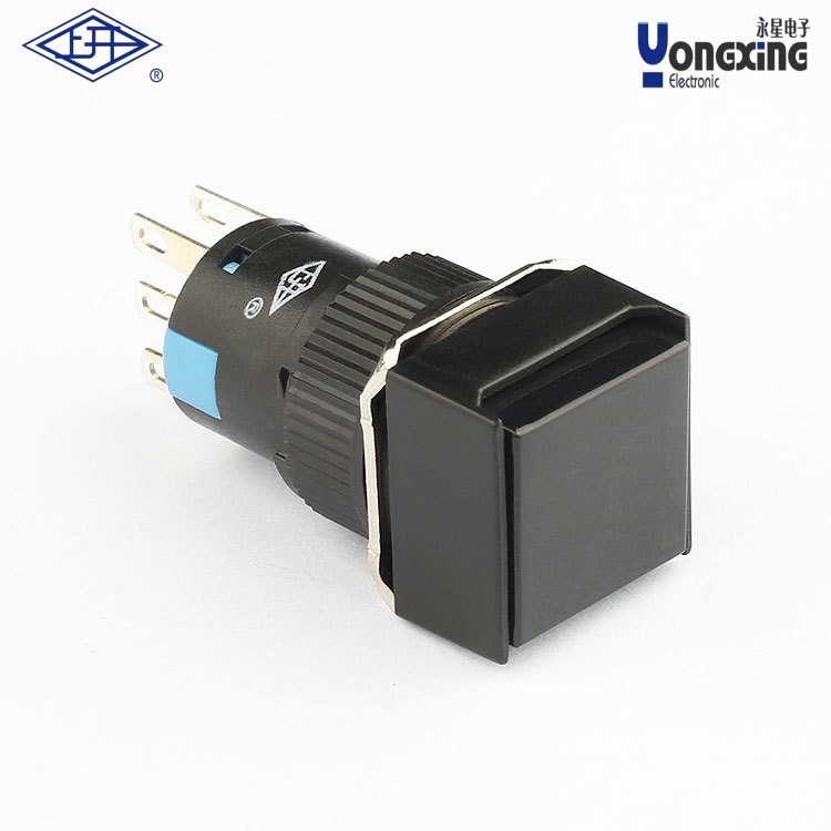 AD16双极自锁黑色按钮